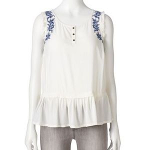 Lauren Conrad Summer Blouse with Embroidery